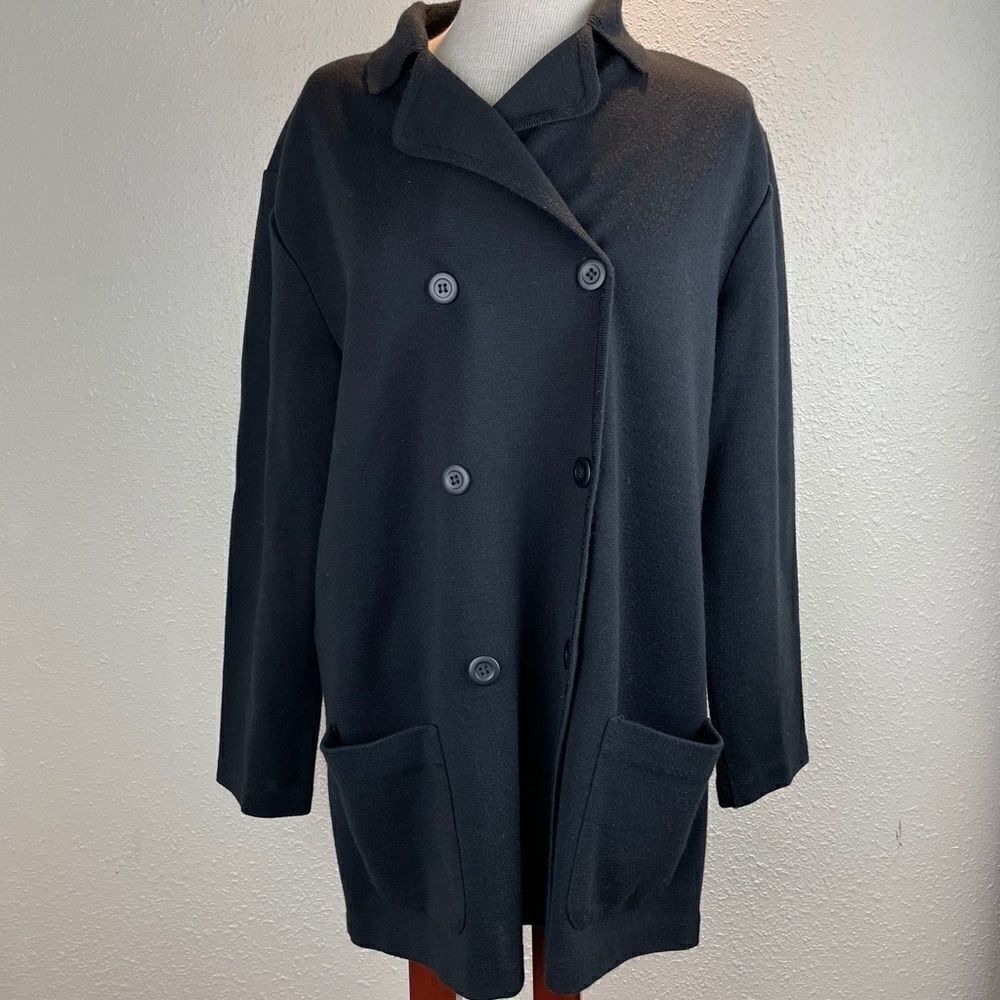 Outlander Black Wool Blend Cardigan Sweater Size L